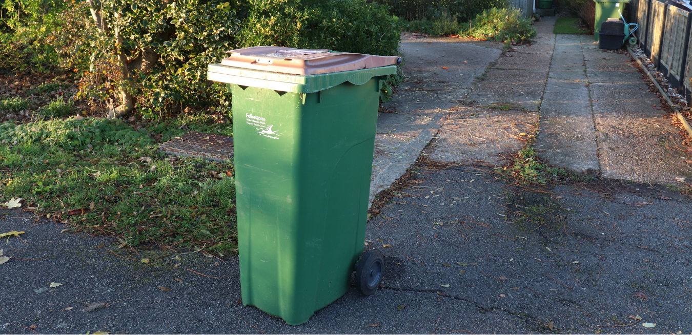 An image of a garden waste brown lidded bin