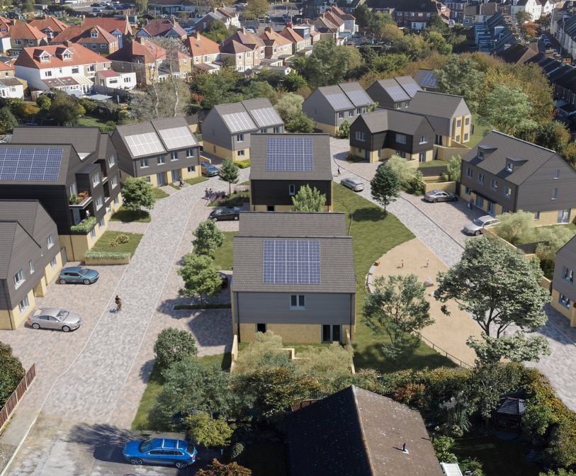 An aerial CGI image of what the Highview scheme will look like.