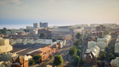 Aerial view along Shellons Street from Grace Hill library
