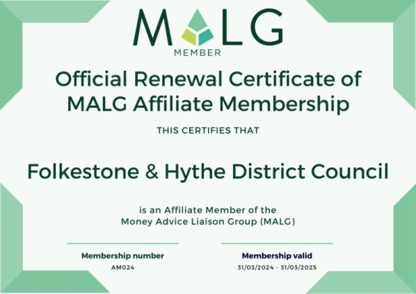 This is a MALG Renewal certificate of affiliate membership 2024