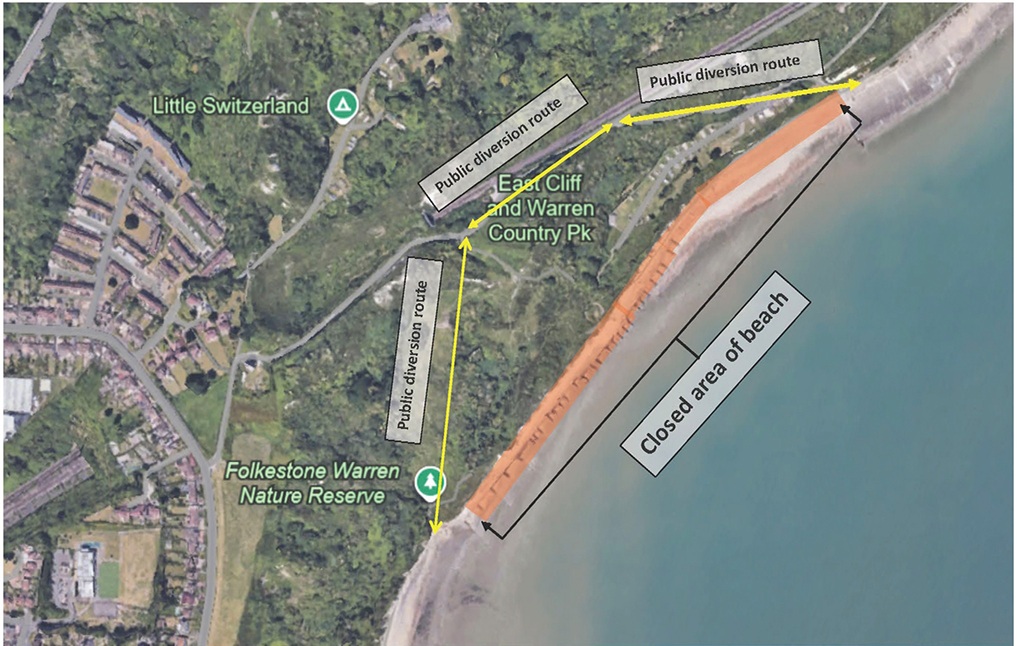 Folkestone warren beach network rail work