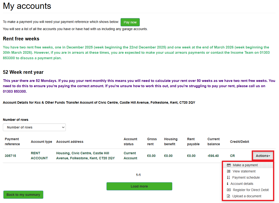 Housing online actions