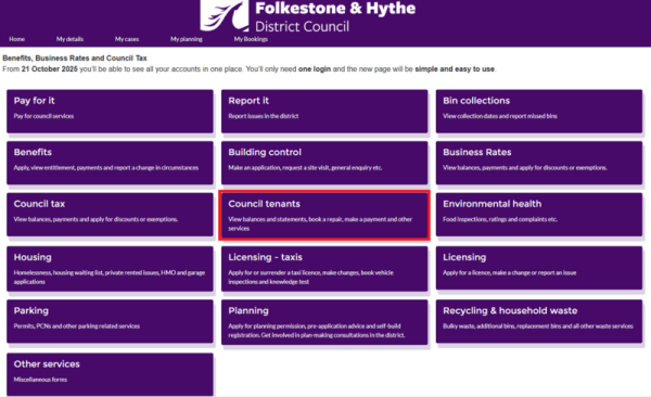 Housing online portal council tenants