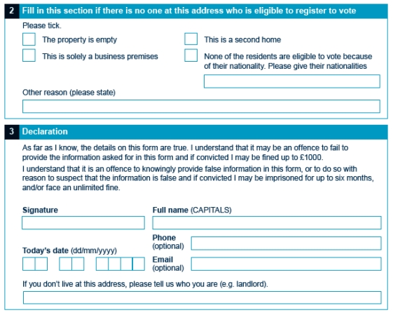 An image of the second part of the canvass form with electors.