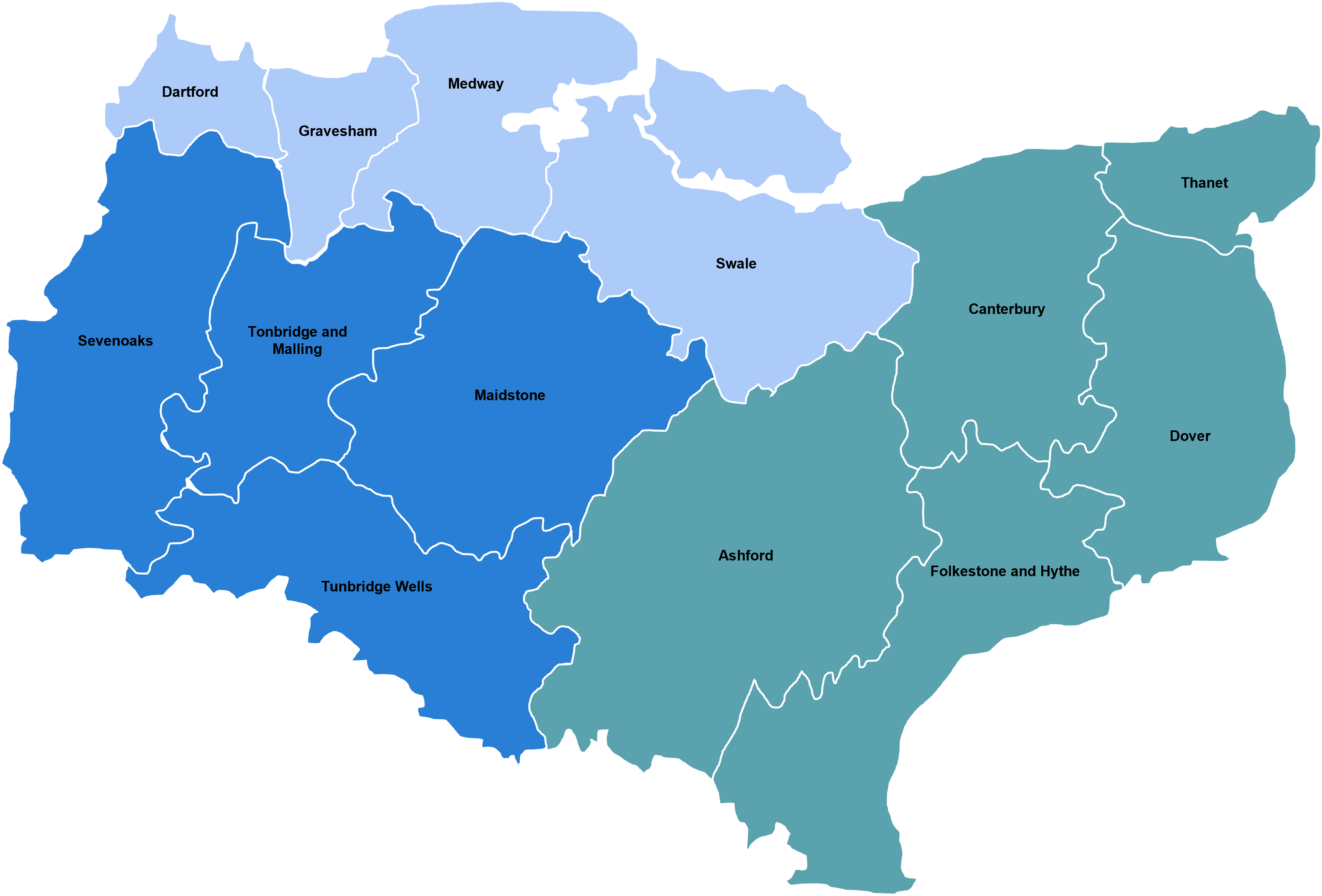 A map graphic image depicting Kent