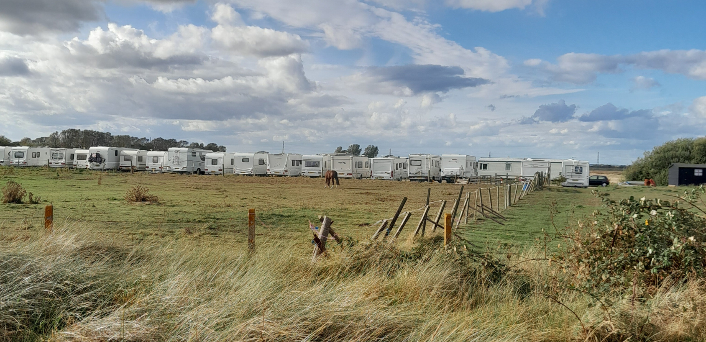 A photograph of some of the caravans stored on the land of Ronald Carpenter.