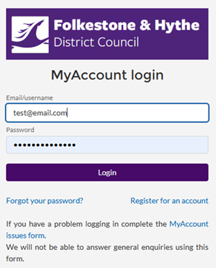 Myaccount login