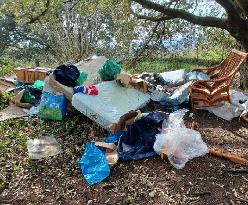 A photograph of dumped waste in Sandy Lane, Seabrook.