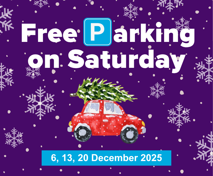 A graphic image promoting the seasonal council parking initiative in Folkestone