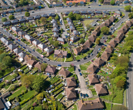 An aerial shot of Folkestone households