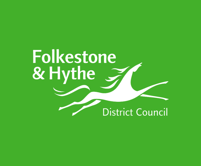A Folkestone & Hythe District Council logo on a green background.