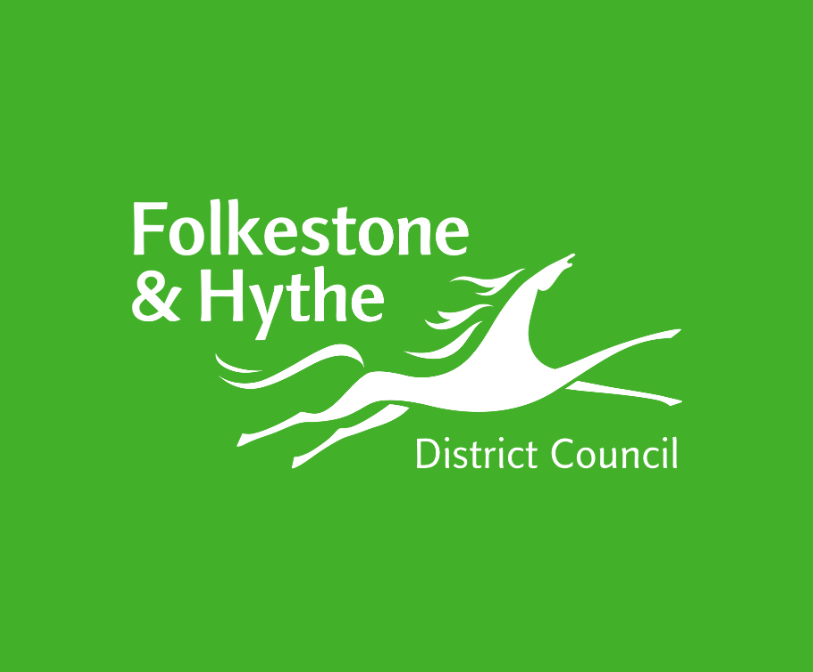 A Folkestone &amp; Hythe District Council logo on a green background.