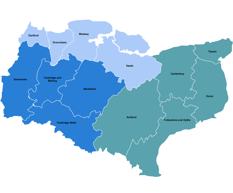A map graphic image depicting Kent