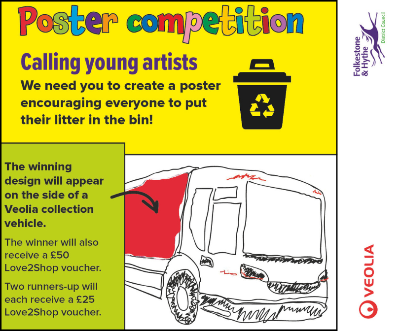 A poster detailing entry information on a poster competition inviting drawings to be placed on a waste disposal truck