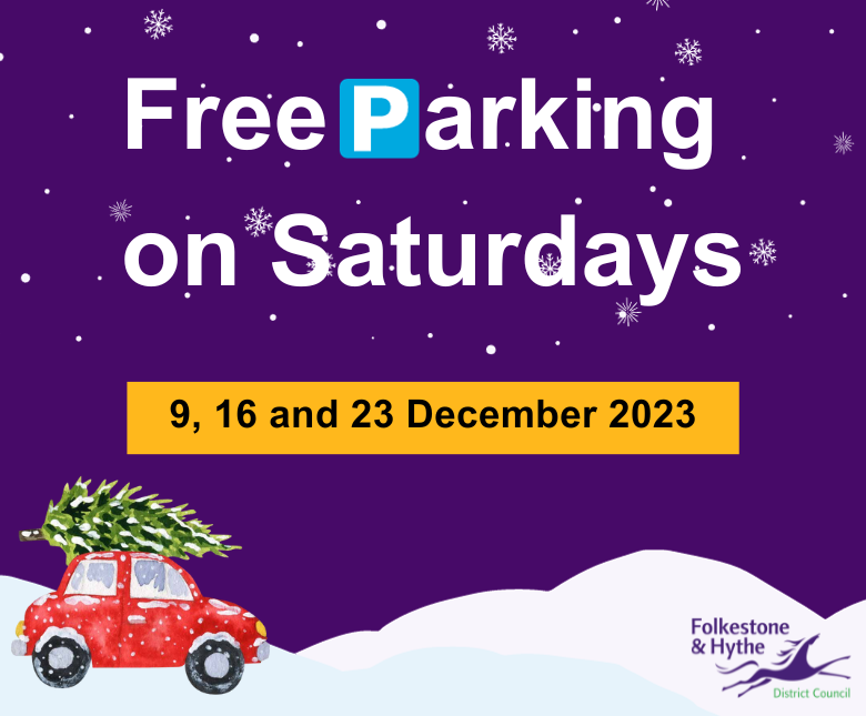 An image promoting free Christmas parking in the district during December