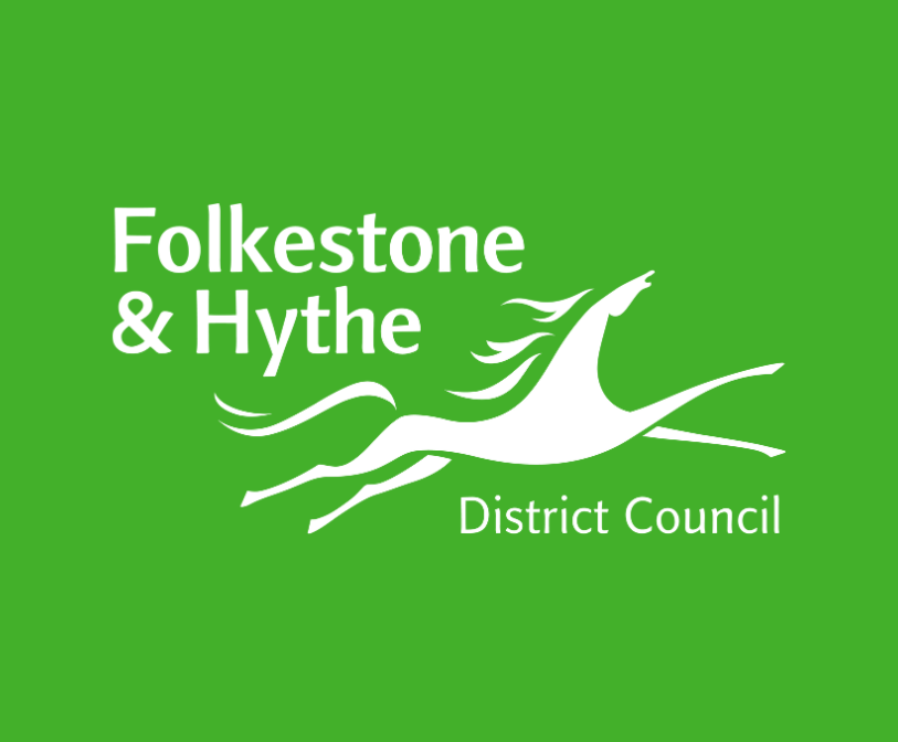 The Folkestone & Hythe District Council logo on a green background.