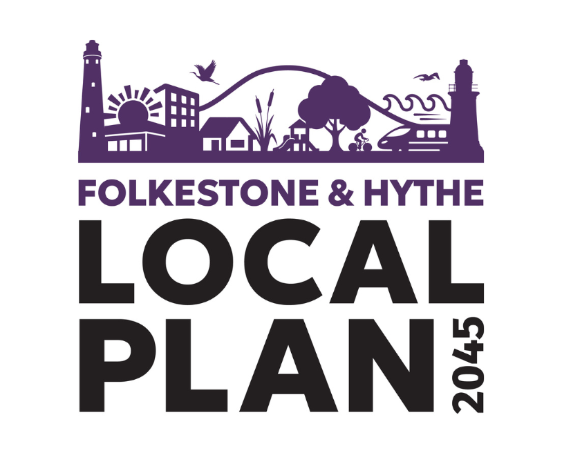 A graphic in purple and black which reads Folkestone & Hythe Local Plan 2045