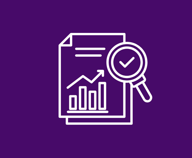 A graphic representing an economic appraisal, featuring a graph, on a purple background.