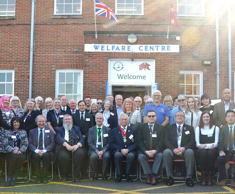 A group photograph of those who attended the armed forces event in Cheriton, outside the Folkestone Nepalese Community Centre