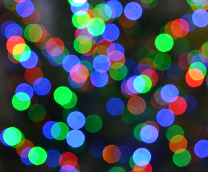 An out-of-focus photo of Christmas lights in Folkestone.