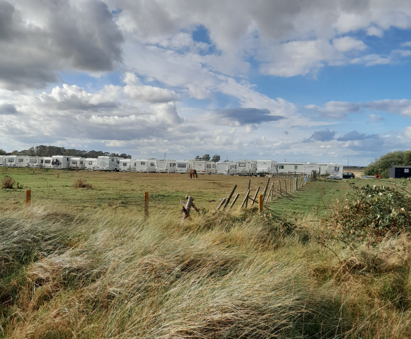 A photograph of some of the caravans stored on the land of Ronald Carpenter.