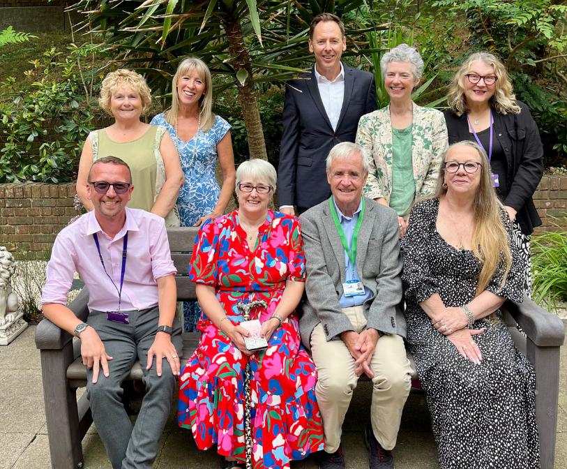 Mike Bailey, Karen Piper, Cllr Jim Martin, Gill Jenkins, Elaine Cox, Susan Priest, Andy Blaszkowicz, Cllr Rebecca Shoob, Gill Butler in a group photo outside.