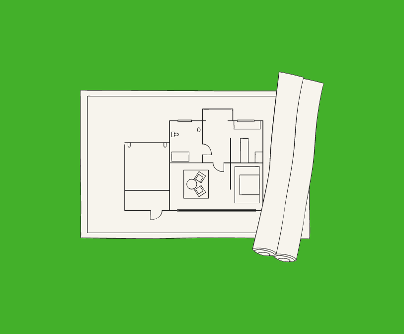 A graphic representing planning documents on a green background.