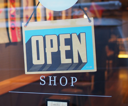 An open sign on a shopfront