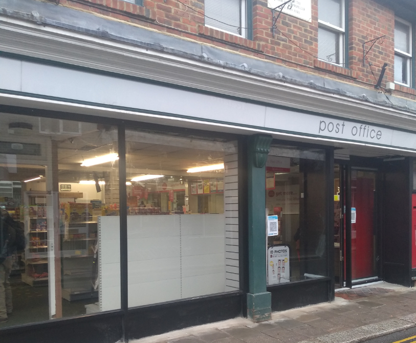 An image of the Hythe High Street Post Office shopfront